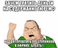 зачем тратить деньги на содержание тюрем ? надо отправлять преступников в африку , блеать !