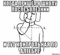 когда пришёл в школу после болезнии и тут контрольная по алгебре