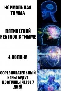 Нормальная тимма Пятилетний ребенок в тимме 4 поляка Соревновательный игры будут доступны через 7 дней