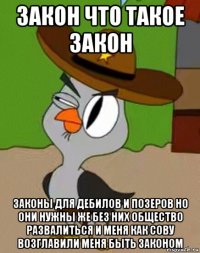 закон что такое закон законы для дебилов и позеров но они нужны же без них общество развалиться и меня как сову возглавили меня быть законом