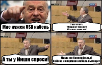 Мне нужен USB кабель У нас его нет!
У Миши его тоже нет!
У Васи его точно нет! А ты у Миши спроси! Миша же Копперфильд!
Сейчас из кармана кабель вытащит