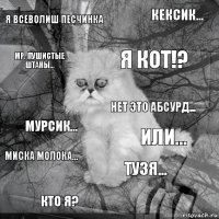 Я всеволиш песчинка Или... я кот!? кто я? Мурсик... Кексик... Тузя... Мр. пушистые штаны... миска молока... НЕТ ЭТО АБСУРД...