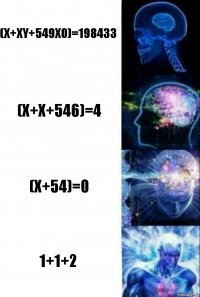 (x+xy+549xo)=198433 (x+x+546)=4 (x+54)=0 1+1+2