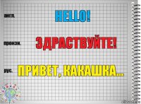 Hello! Здраствуйте! Привет, какашка...