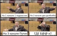 На 1 канале 1 подписчик На 2 канале два долбоёба На 3 канале Путин ГДЕ Б@@ я?