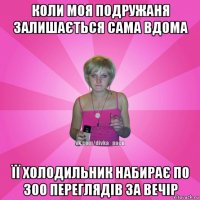 коли моя подружаня залишається сама вдома її холодильник набирає по 300 переглядів за вечір