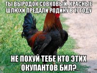 ты выродок совковый, красные шлюхи предали родину в 17 году не похуй тебе кто этих окупантов бил?