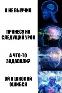 Я не выучил Принесу на следущий урок А что-то задавали? ОЙ я школой ошибся