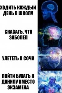 Ходить каждый день в школу Сказать, что заболел Улететь в Сочи Пойти бухать к Данилу вместо экзамена