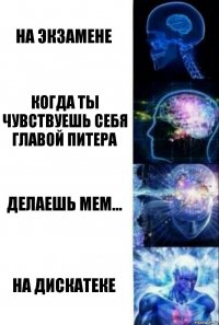 На экзамене Когда ты чувствуешь себя главой Питера Делаешь мем... На дискатеке