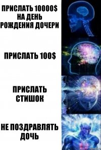 Прислать 10000$ на день рождения дочери прислать 100$ прислать стишок не поздравлять дочь