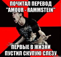 почитал перевод "amour - rammstein" первые в жизни пустил скупую слезу