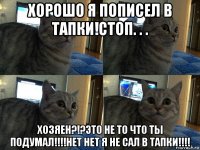 хорошо я пописел в тапки!стоп. . . хозяен?!?это не то что ты подумал!!!!нет нет я не сал в тапки!!!!