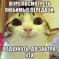 журе посмотреть любимые передачи, отдохнуть. до завтра. утя