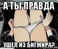 а ты правда ушел из бигмира?