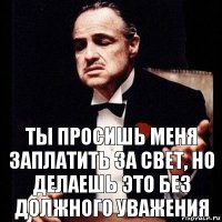 Ты просишь меня заплатить за свет, но делаешь это без должного уважения