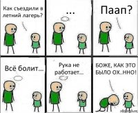 Как съездили в летний лагерь? ... Паап? Всё болит… Рука не работает… БОЖЕ, КАК ЭТО БЫЛО ОХ..ННО!