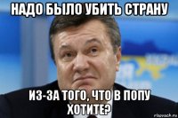 надо было убить страну из-за того, что в попу хотите?