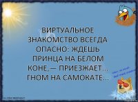 Виртуальное знакомство всегда опасно: ждешь принца на белом коне,— приезжает... гном на самокате...