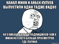 канал мики и айбек кулуев выпустили один тодже видос но у айбека больше подпишиков чем у мики но у него больше просмотров где-логика