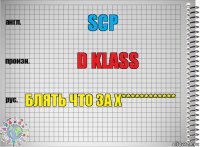 SCP D klass БЛЯТЬ ЧТО ЗА Х************