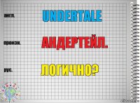 UnderTale Андертейл. ЛОГИЧНО?