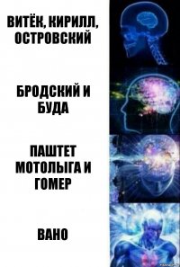 Витёк, Кирилл, Островский бродский и буда паштет мотолыга и гомер ВАНО