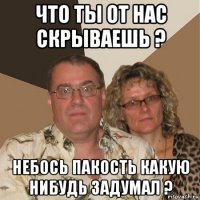 что ты от нас скрываешь ? небось пакость какую нибудь задумал ?