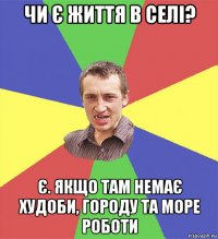 чи є життя в селі? є. якщо там немає худоби, городу та море роботи