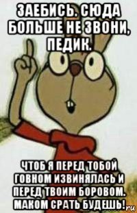 заебись. сюда больше не звони, педик. чтоб я перед тобой говном извинялась и перед твоим боровом. маком срать будешь!