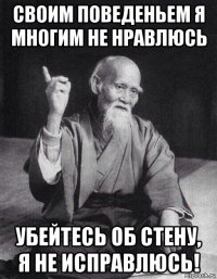 своим поведеньем я многим не нравлюсь убейтесь об стену, я не исправлюсь!