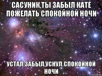 сасуник,ты забыл кате пожелать спокойной ночи устал,забыл,уснул.спокойной ночи