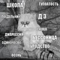 школа бессоница Д З осень дипрессия тупоатость уродство поедельник одиночесво скука