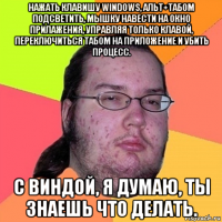 нажать клавишу windows, альт+табом подсветить, мышку навести на окно прилажения, управляя только клавой, переключиться табом на приложение и убить процесс. с виндой, я думаю, ты знаешь что делать.