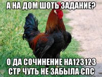 а на дом шоть задание? о да сочинение на123123 стр чуть не забыла спс