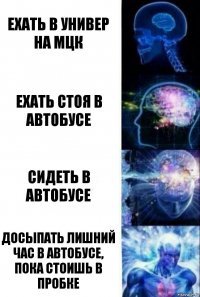 Ехать в универ на МЦК Ехать стоя в автобусе Сидеть в автобусе Досыпать лишний час в автобусе, пока стоишь в пробке