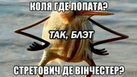 коля где лопата? стретович де вінчестер?