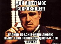 мой ангел мое сокровище!!! напишу позднее-очень люблю тебя!!!! твоя половинка-целую-о...эти чувства!