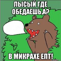 лысый где обедаешь,а? в микрахе епт!