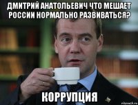 дмитрий анатольевич что мешает россии нормально развиваться? коррупция