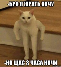 -бро я жрать хочу -но щас 3 часа ночи