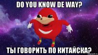 do you know de way? ты говорить по китайска?