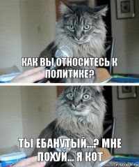 Как вы относитесь к Политике? Ты ебанутый...? Мне похуй... Я кот