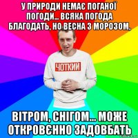 у природи немає поганої погоди... всяка погода благодать, но весна з морозом, вітром, снігом... може откровєнно задовбать