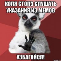 коля стопэ слушать указания из мемов узбагойся!