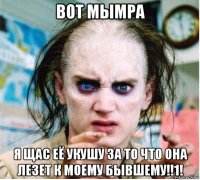 вот мымра я щас её укушу за то что она лезет к моему бывшему!!1!