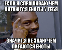 если я спрашиваю чем питаются еноты у тебя значит,я не знаю чем питаются еноты