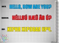 Hello, how are you? Hélløú hæû âr ú? Херня херовая крч.