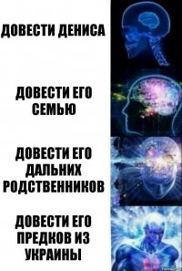 Довести Дениса Довести его семью Довести его дальних родственников Довести его предков из Украины