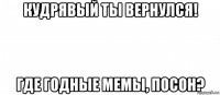 кудрявый ты вернулся! где годные мемы, посон?